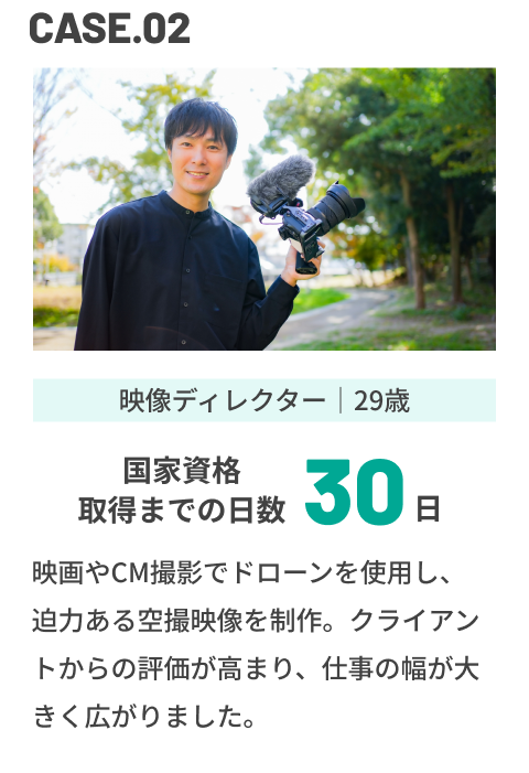 CASE02 映像ディレクター 29歳 国家資格取得までの日数30日